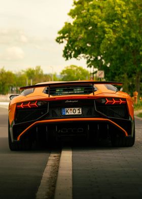 Orange Car Back Shot 