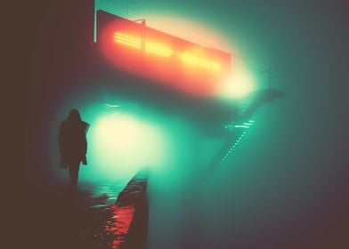 Foggy Neon Cyberpunk Night