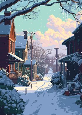 American Town Winter Pixel