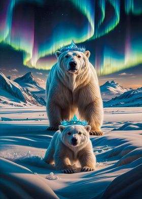 Aurora Crowned Polar Bears