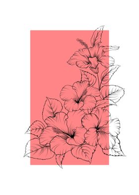 Hibiscus Flower Line Art
