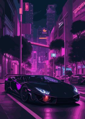 Neon Car Lamborghini