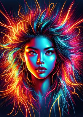 Luminous Neon Hair Art