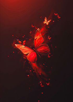 Neon Red Butterflies