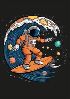 Cosmic Surfer Astronaut 