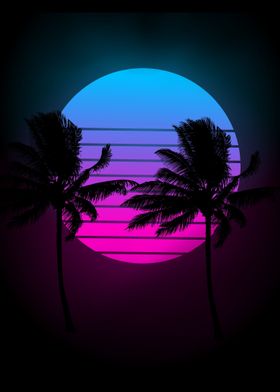 Sunset palm trees