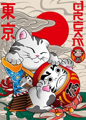 Lucky Cat And Daruma