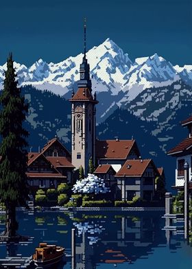 Thun Town Pixel Art