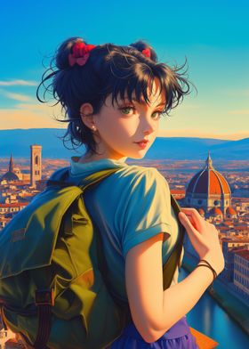 Italy Travel Backpack Girl