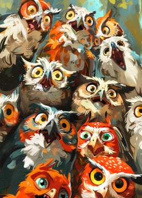 Funny Cartoon Owls