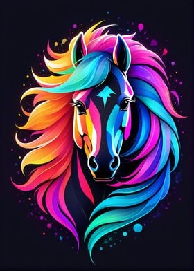 Neon Colorful Pony