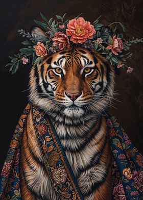 Tiger with Flowers