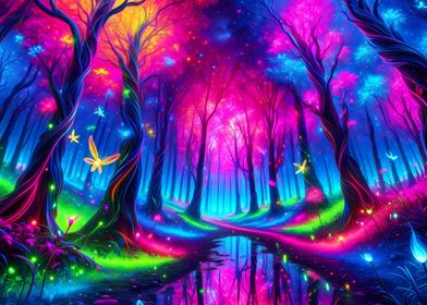 Enchanted Neon Forest