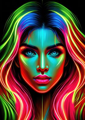 Vivid Neon Portrait Art