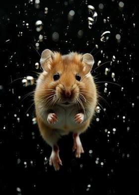 Hamster Through Raindrops