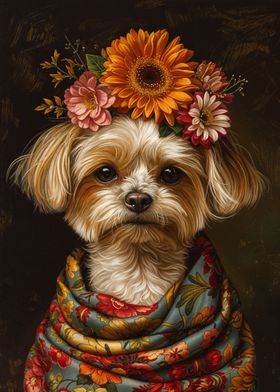 Dog with Flowers