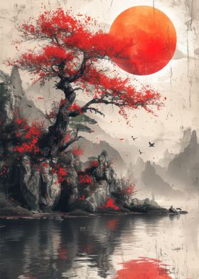 Red moon Cherry blossom