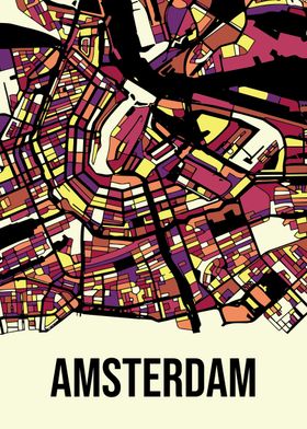 Amsterdam Colorful Map