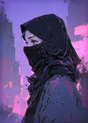 Woman Veiled in Neon