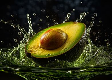 avocado and water splash