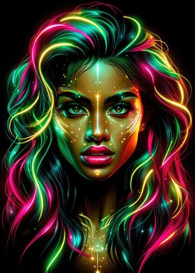 Neon Cosmic Beauty Art