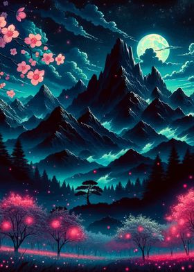 Night Sakura Mountains