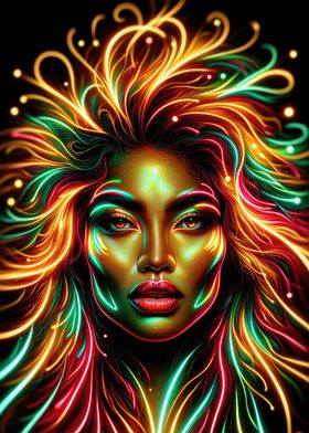 Vibrant Neon Face Art