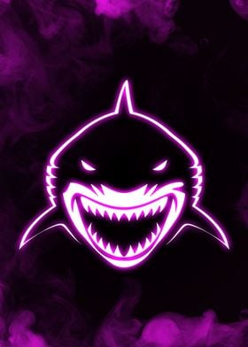 Neon Shark in Purple Smoke
