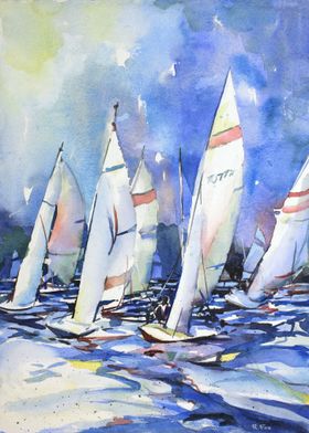 Boats racing in regatta