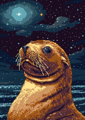 Retro Seal Pixel Art