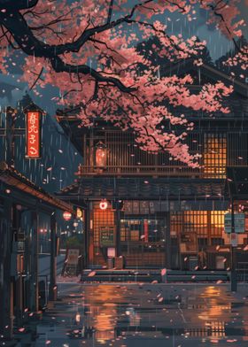 Sakura Rainy Evening