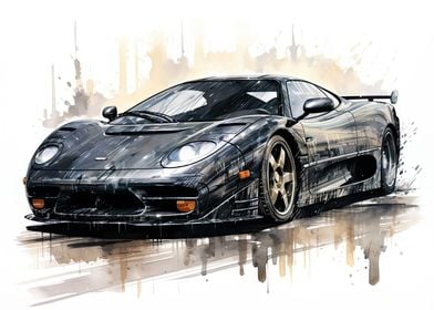 Black Sports Car Painting