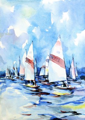 Regatta boats racing art