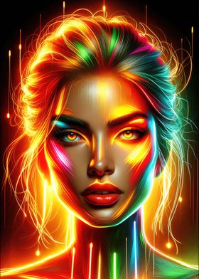 Neon Glow Portrait Art