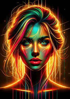 Neon Lights Portrait Art