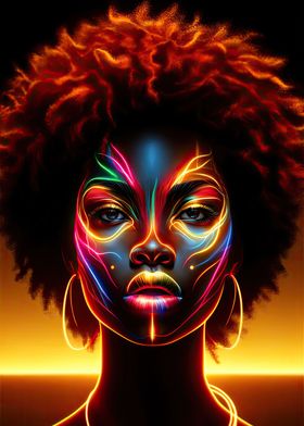 Neon Afro Art Portrait