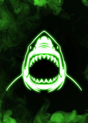 Shark in Green Smoke Neon