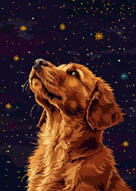 Golden Retriever Pixel Art