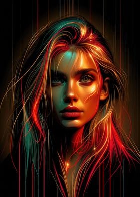 Neon Lines Portrait Art