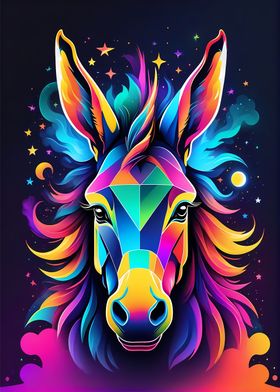 Neon Colorful Donkey