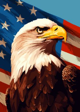 USA Retro Eagle Pixel Art