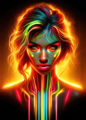 Neon Beauty Portrait Art