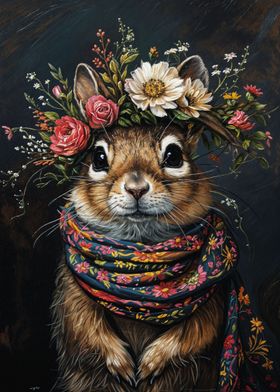 Squirrel with Flowers