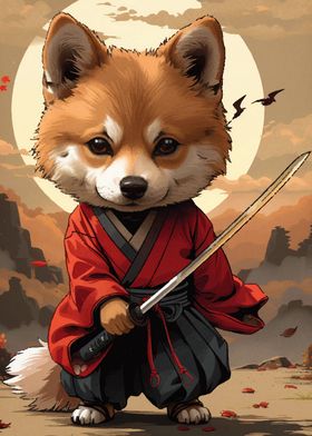 cute dog samurai