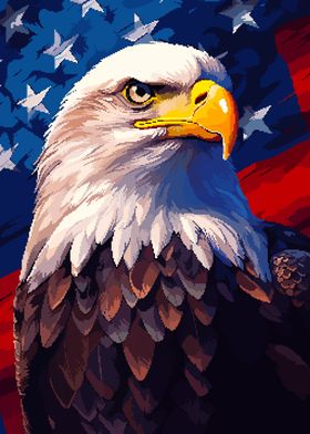 Patriotic Eagle Pixel Art