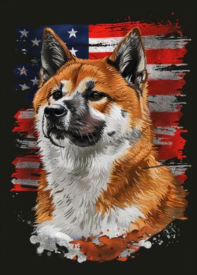 Akita American Flag