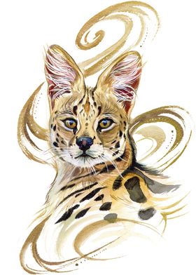 Golden Serval Cat