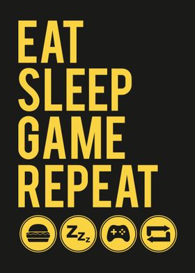 Eat Sleep Game Repeat Blck