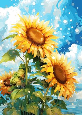 Sunflowers painted