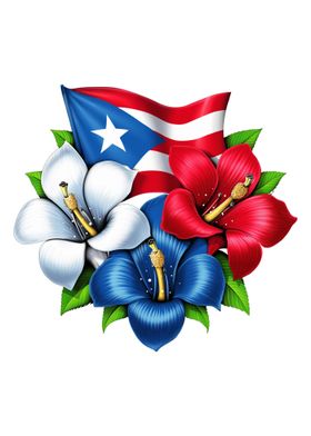 Puerto Rico Flowers Flag